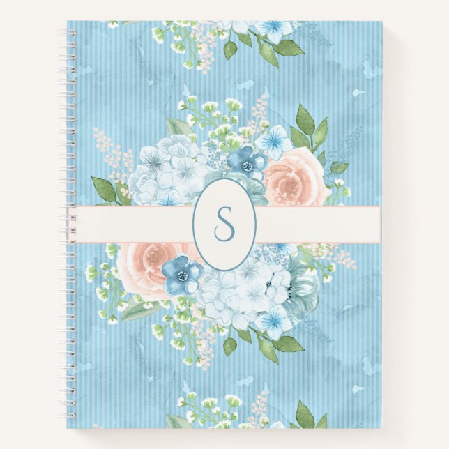 Cuaderno Rústico Blue Pink Green Floral Shabby Chic (Anverso)