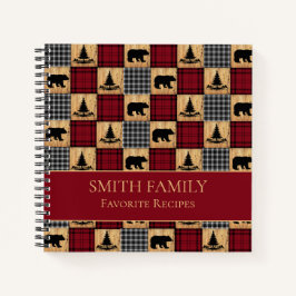 Cuaderno Rústico Búfalo Cheque Madera Receta Negra Roja