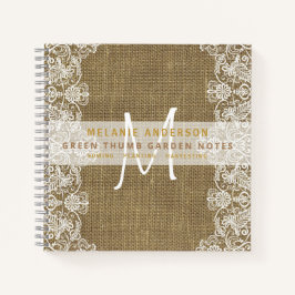 Cuaderno Rústico Burlap Lace Gardenerers Journal Vintage