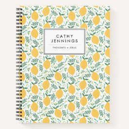 Cuaderno Rústico cítrico de limón amarillo verdor hojas de 