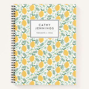 Cuaderno Rústico cítrico de limón amarillo verdor hojas de