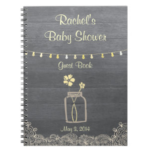 Cuaderno rústico de Baby Shower del tarro de