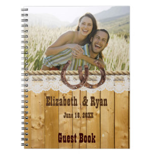 Cuaderno Rústico, de encaje y herradura, libro de invitados