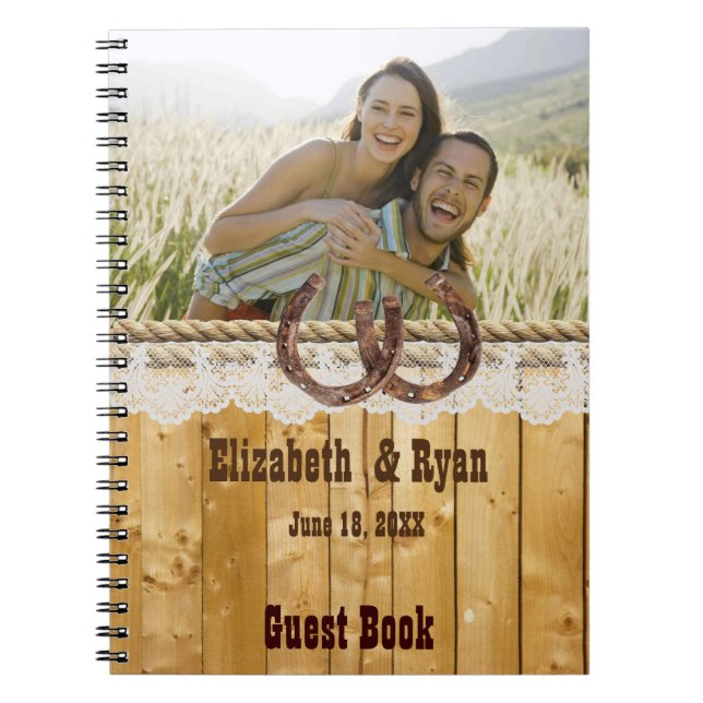 Cuaderno Rústico, de encaje y herradura, libro de invitados (Frente)