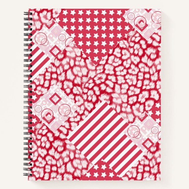 Cuaderno Rústico de mosaico rojo y blanco (Anverso)