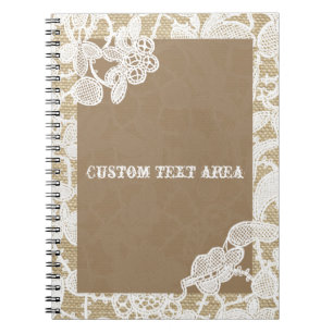 Cuaderno rústico elegante de encaje floral y arpil