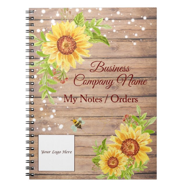 Cuaderno Rústico Floral Yellow Sunflower Business (Frente)