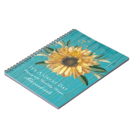 Cuaderno Rústico Girasol dorado Verde azulado Blue Barn Woo