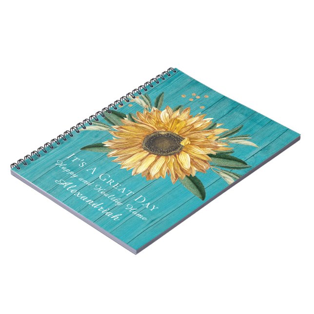 Cuaderno Rústico Girasol dorado Verde azulado Blue Barn Woo (Lado Izquierdo)