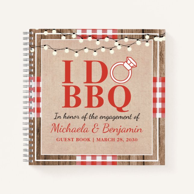 Cuaderno Rústico I Do BBQ Engagement Party Couple Guest Boo (Anverso)