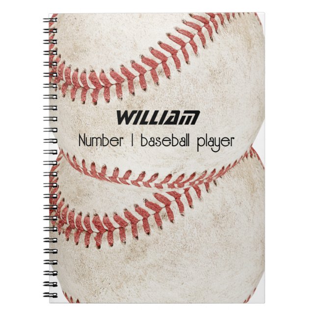 Cuaderno Rústico, jugador de béisbol número uno personaliza (Frente)