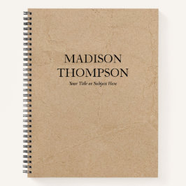 Cuaderno Rústico Kraft Brown Paper Simple Profesional