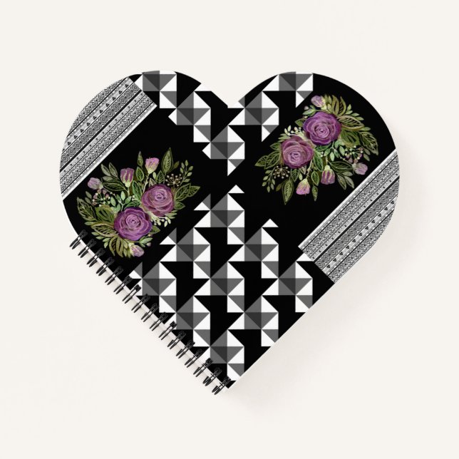 Cuaderno Rústico, patchwork, rosas (Anverso)