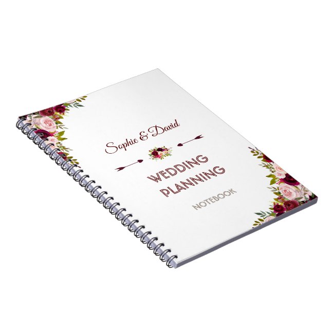 Cuaderno Rústico planificador de bodas florales de Borgoña  (Lado Derecho)