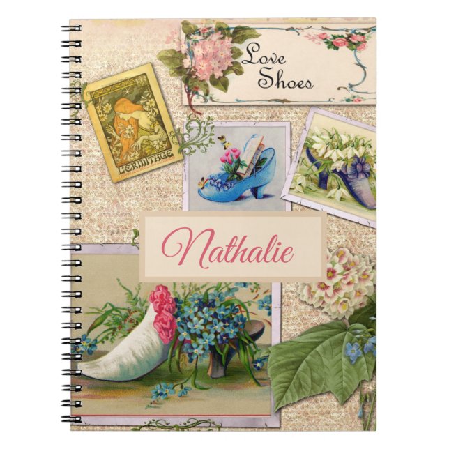 Cuaderno Rústico raspador rosa floral (Frente)