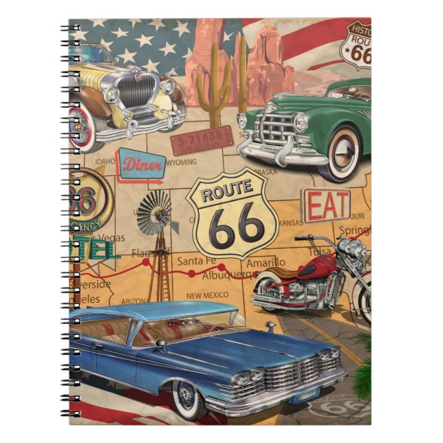 Cuaderno Ruta de la Vintage 66 poster. (Frente)