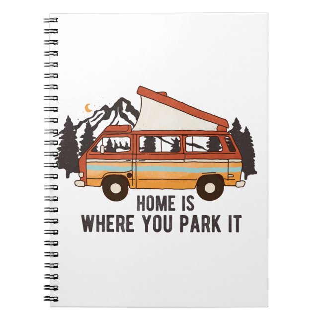 Cuaderno RV Camping Trailer "Hogar es donde lo estacionas" (Frente)