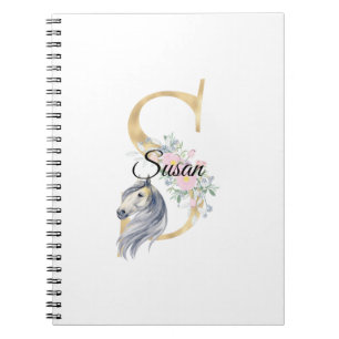 Cuaderno S letter personalised name monogram with horse