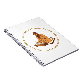Cuaderno Sabio Antiguo Escribiendo Textos Sagrados