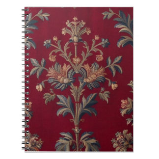 Cuaderno Sac broderie medievale fleurie en rouge bordeaux