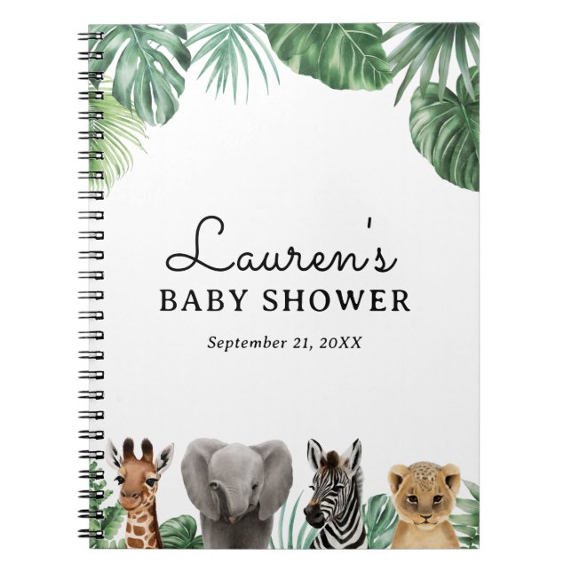 Cuaderno Safari Animals Baby Shower Guest Book (Frente)