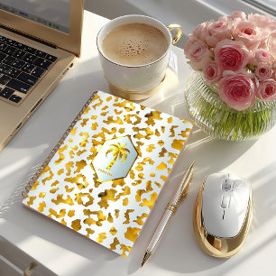 Cuaderno Safari Chic Luxe Dorado y Blanco Estampado Animal