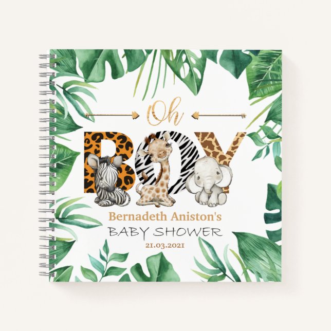 Cuaderno ¡Safari, chico! Baby Shower Guest Book (Anverso)