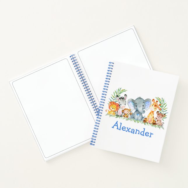 Cuaderno Safari color de agua Jungla Animales Dibujar azul (Interior)