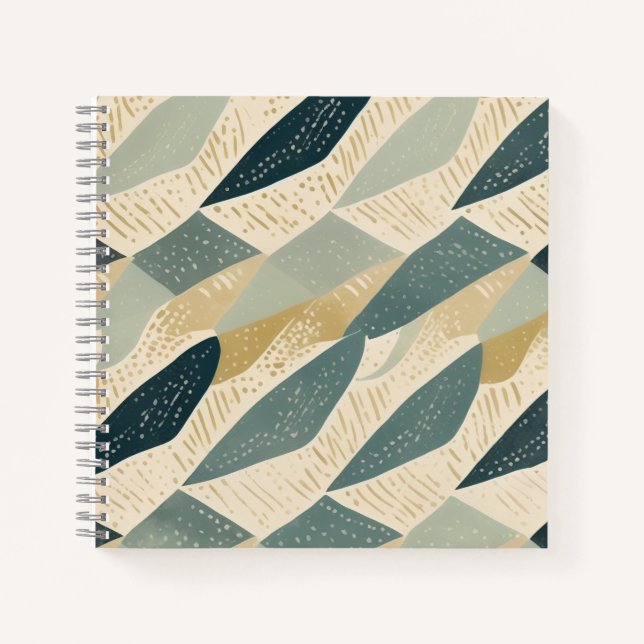 Cuaderno Sage Coastal Batik Parang Inspirado en Geométrico (Anverso)