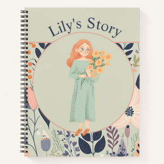 Cuaderno Sage Green Aesthetic Floral Illustration Journal