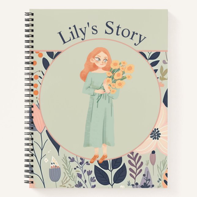 Cuaderno Sage Green Aesthetic Floral Illustration Journal (Anverso)