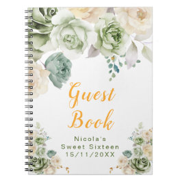 Cuaderno Sage Green and Cream Floral Sweet Sixteen