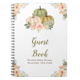 Cuaderno Sage Green and Peach Floral Pumpkins Baby Shower