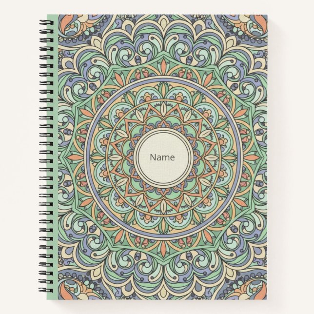 Cuaderno Sage Green & Peach Pastel Mandala Nooracle Journal (Anverso)