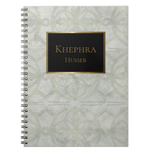 Cuaderno Sage Green Watercolor Black And Gold Name