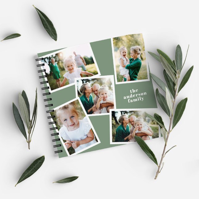 Cuaderno Sage multifoto personalizado verde elegante modern (Subido por el creador)