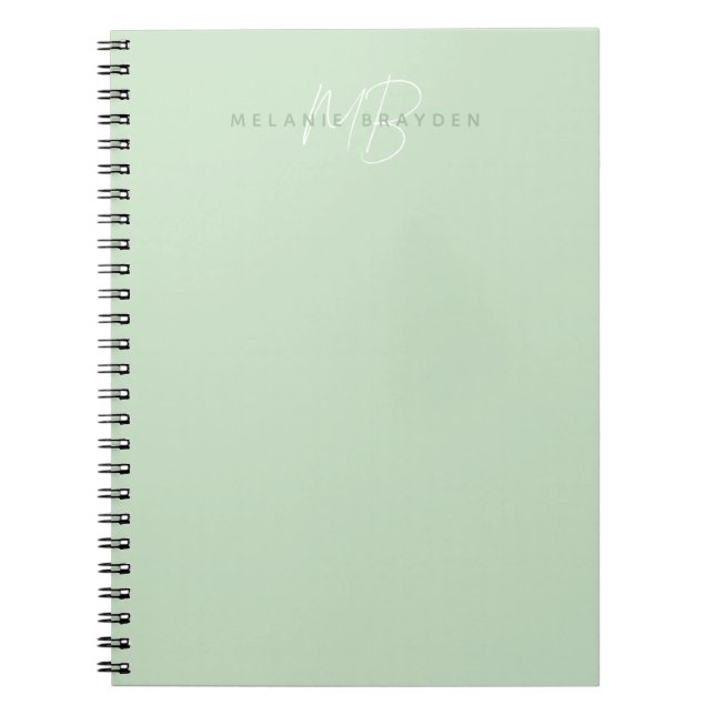 Cuaderno Sage simple GreenMinimalist con dos nombres de mon (Frente)