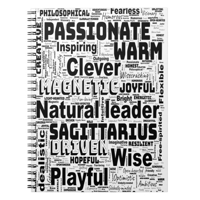 Cuaderno Sagittarius Zodiac Word Cloud Inspiration  (Frente)