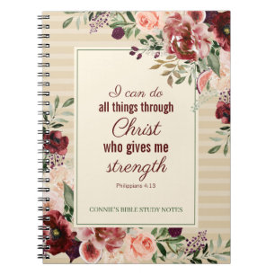 Cuaderno Sagrada Escritura Borgoña Floral Personalizada