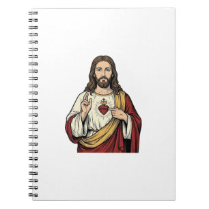 Cuaderno Sagrado Corazón Jesús Grabado Antiguo Arte Vectori