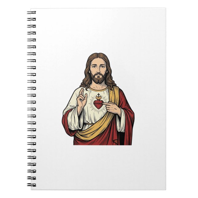 Cuaderno Sagrado Corazón Jesús Grabado Antiguo Arte Vectori (Frente)