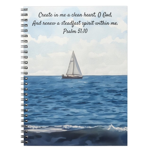Cuaderno Sailboat on Ocean Art Bible Verse Prayer Journal (Frente)