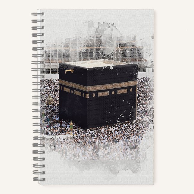 Cuaderno Saint Kaaba, Masjid Al Haram, acuarela ilustrada (Anverso)