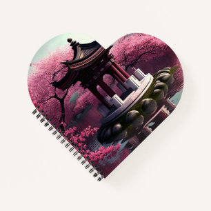 Cuaderno Sakura Cherry Blossom Garden Shrine Pond Japonés