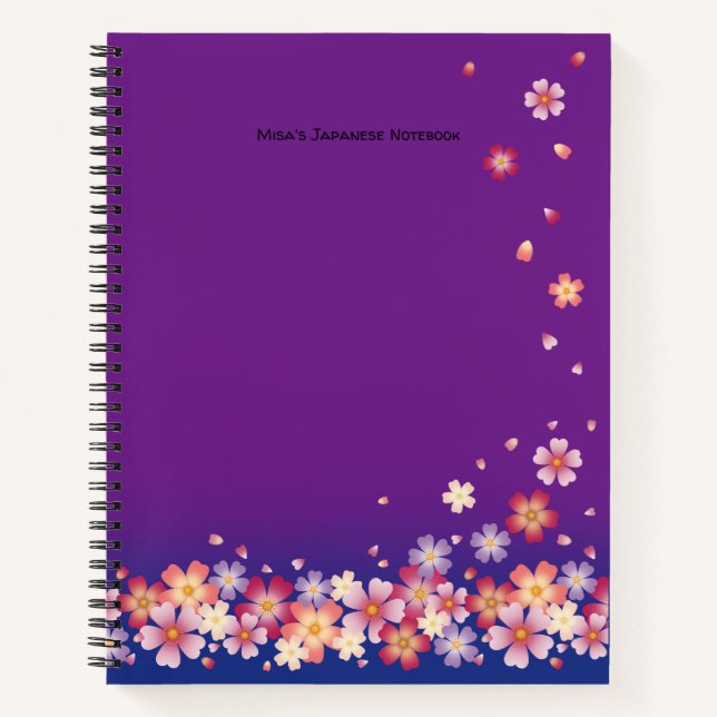 Cuaderno Sakura florece en una Personalizado morada estudia (Anverso)