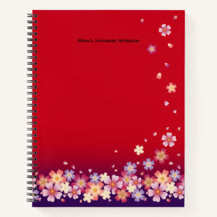 Cuaderno Sakura florece estudiante Personalizado rojo Katak