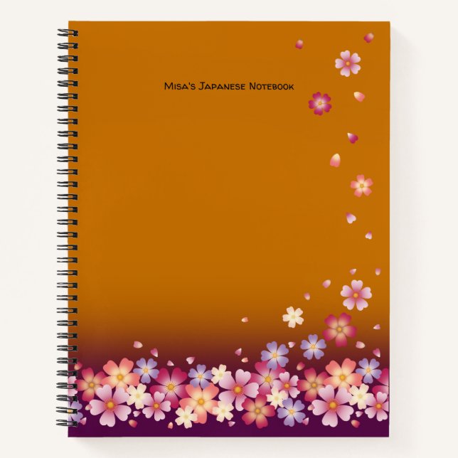 Cuaderno Sakura florece Personalizado de oro estudiante Hir (Anverso)
