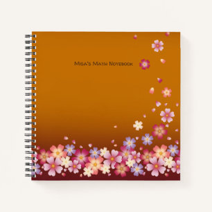 Cuaderno Sakura japonés florece Personalizable de oro y ci