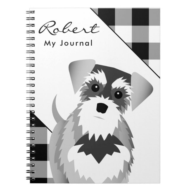 Cuaderno Sal y pimienta Schnauzer Tartán Plantado (Frente)