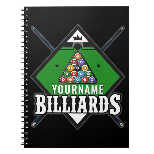 Cuaderno Sala de billar personalizada NOMBRE de pila de rac (Frente)